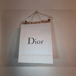 Authentic Dior White Textured Shopping Bag – Large Size, 18” x 15” x 5.5”